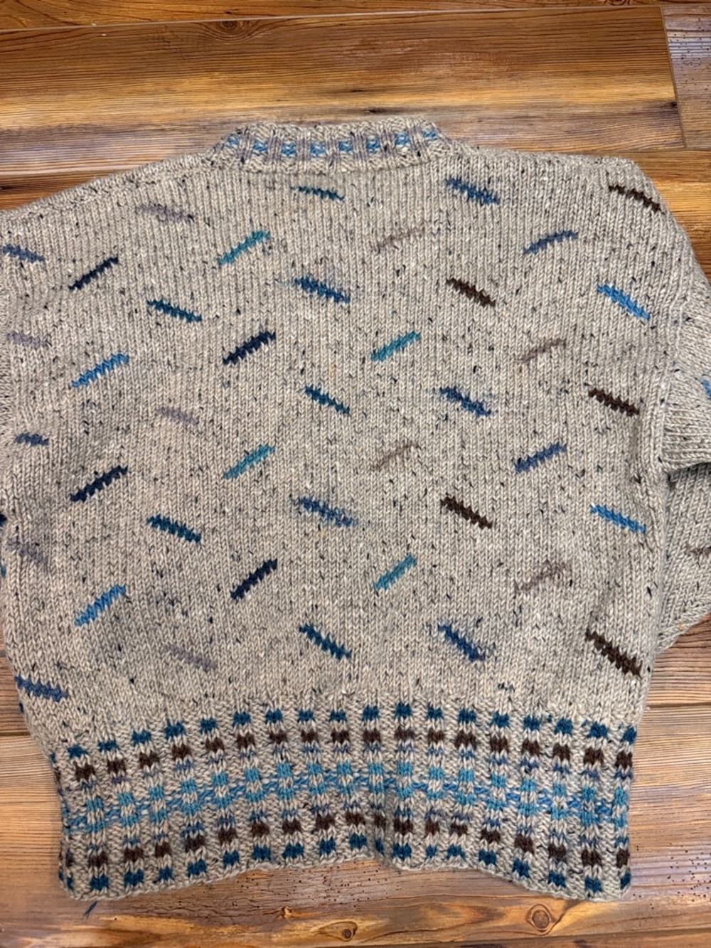 Periwinkle Vintage Wool Blend Cardigan Neutral Knit Button Front Cottagecore - Picture 5 of 6